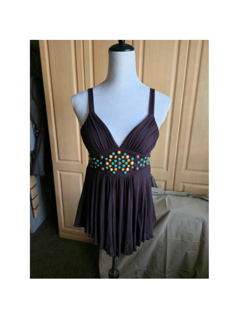 Ella Moss - Women's Dark Brown Beaded Top. M